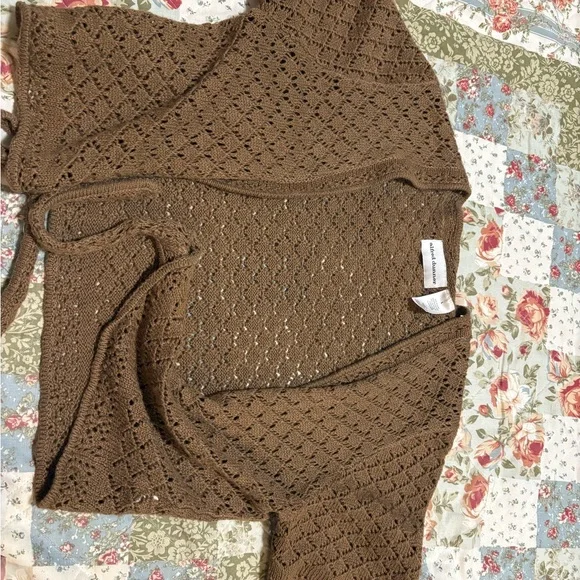 Alfred Dunner Brown Open-Knit Cardigan - Picture 2 of 2